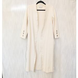 ALYSI Ivory Long Open Front Straight Hem Cardigan